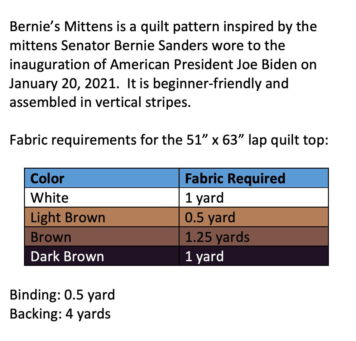 Bernie's Mittens Modern Quilt Pattern - Beginner Friendly (PDF)